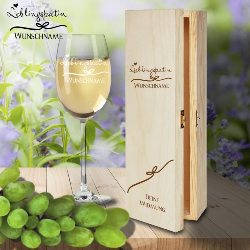 Bild von   geschenk box und weissweinglaspng | fotogeschenkideende 🎀 Geschenke mit eigenem Foto Motiv o Text