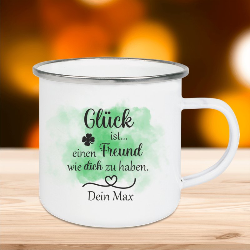 Bild von   emaille tasse glueck ist eipng | fotogeschenkideende 🎀 Geschenke mit eigenem Foto Motiv o Text