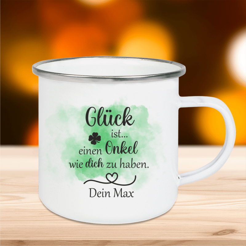 Bild von   emaille tasse glueck ist eipng | fotogeschenkideende 🎀 Geschenke mit eigenem Foto Motiv o Text