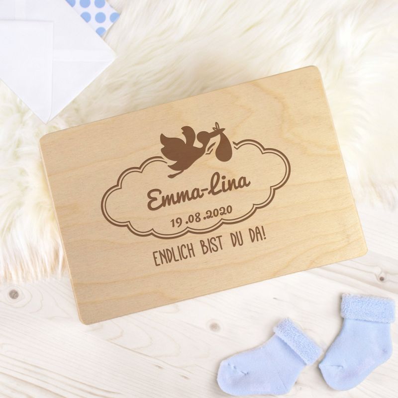 Bild von   keepsake box geburt storchjpg | fotogeschenkideende 🎀 Geschenke mit eigenem Foto Motiv o Text