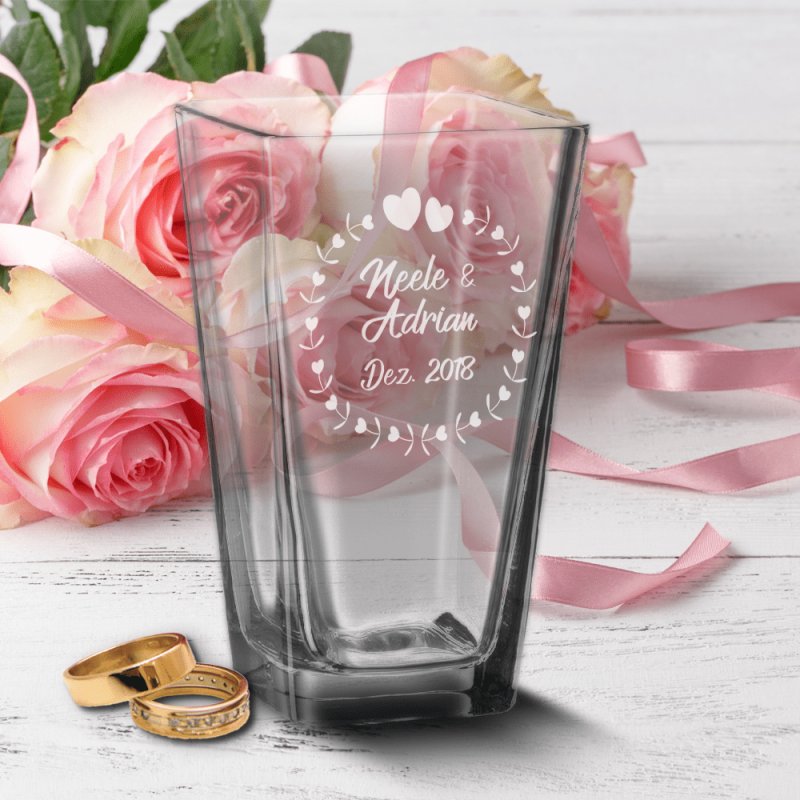 Bild von   vase mit gravur zur hochzeit mpng | fotogeschenkideende 🎀 Geschenke mit eigenem Foto Motiv o Text