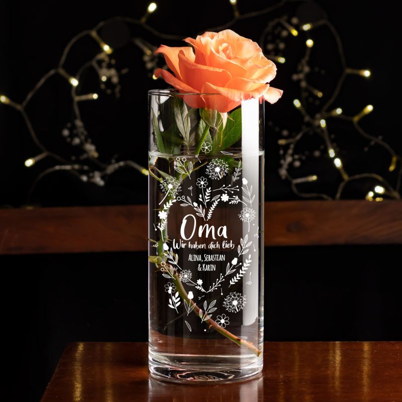 Bild von   runde vase mit gravur fuer omajpg | fotogeschenkideende 🎀 Geschenke mit eigenem Foto Motiv o Text