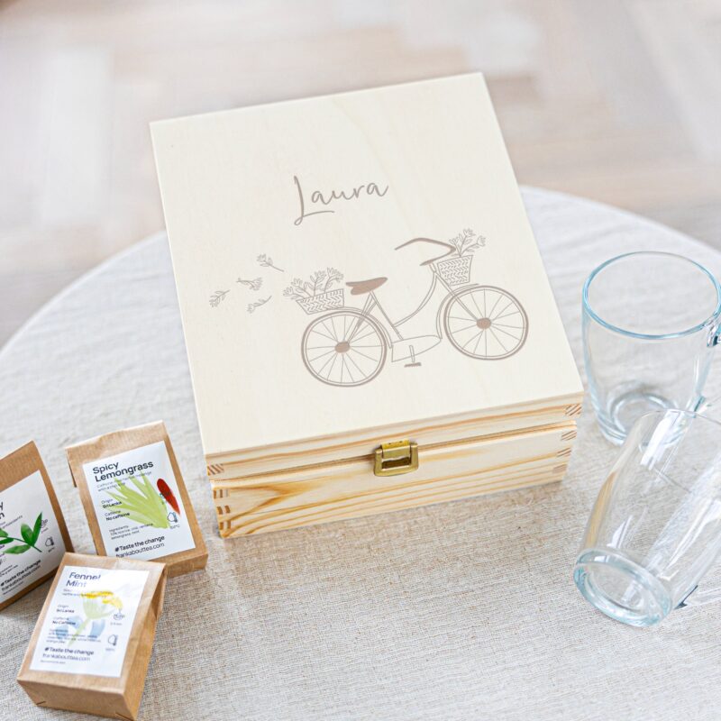 Bild von   teekiste mit gravur  glaeserjpg | fotogeschenkideende 🎀 Geschenke mit eigenem Foto Motiv o Text