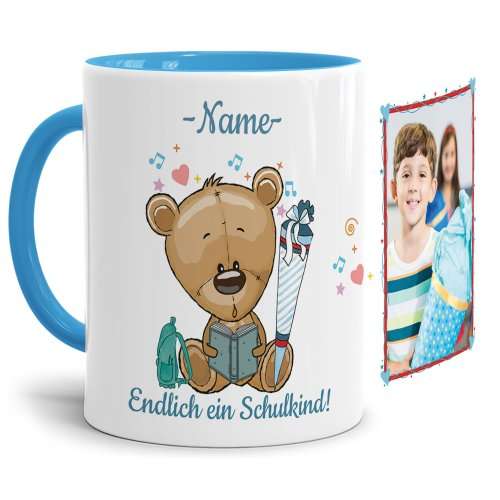 Bild von   tasse zur einschulung fuer junjpg | fotogeschenkideende 🎀 Geschenke mit eigenem Foto Motiv o Text