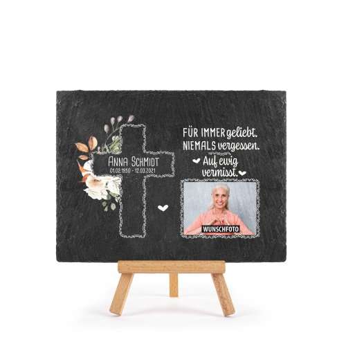 Bild von   schieferplatte mit trauerbildjpg | fotogeschenkideende 🎀 Geschenke mit eigenem Foto Motiv o Text