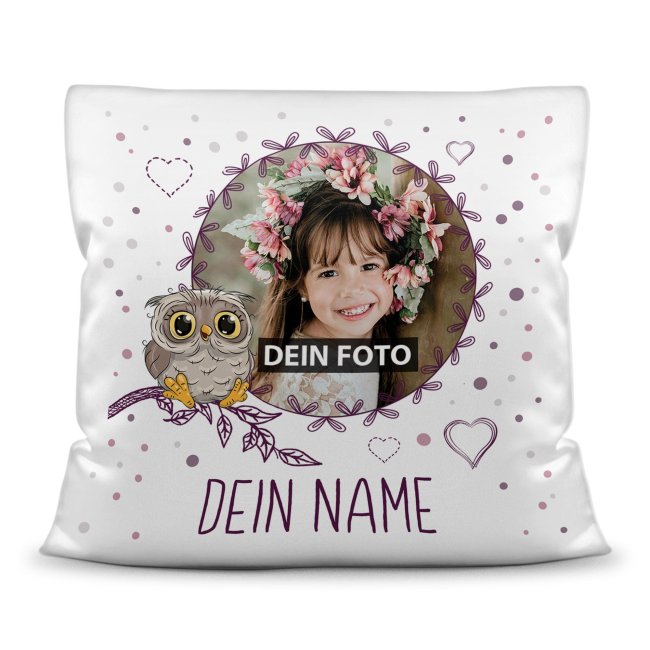 Bild von   kinder kissen eule mit kinjpg | fotogeschenkideende 🎀 Geschenke mit eigenem Foto Motiv o Text