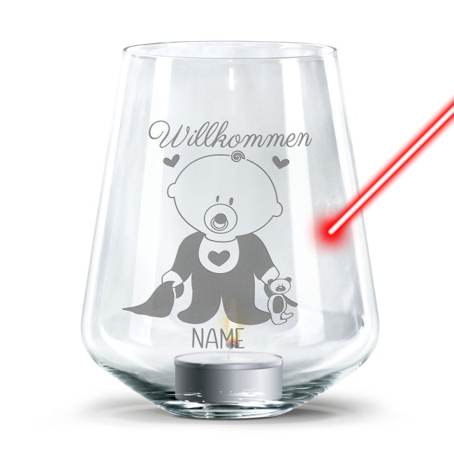 Bild von   windlicht mit gravur zur geburjpg | fotogeschenkideende 🎀 Geschenke mit eigenem Foto Motiv o Text