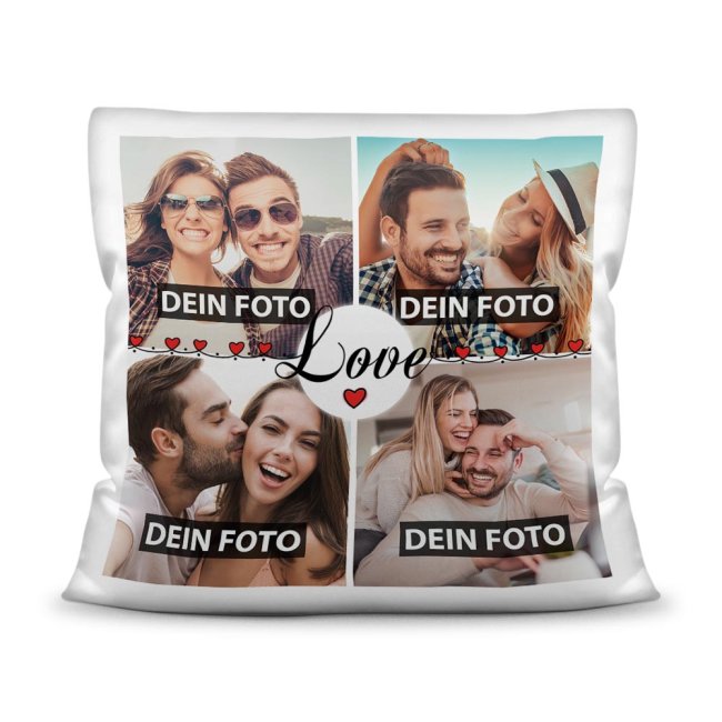 Kissen mit Füllung - Fotocollage zum selbst Gestalten - LOVE - mit vier Fotos