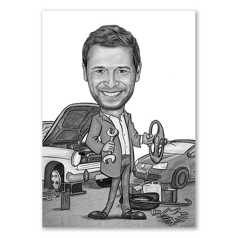 Bild von   karikatur vom foto werkstattjpg | fotogeschenkideende 🎀 Geschenke mit eigenem Foto Motiv o Text