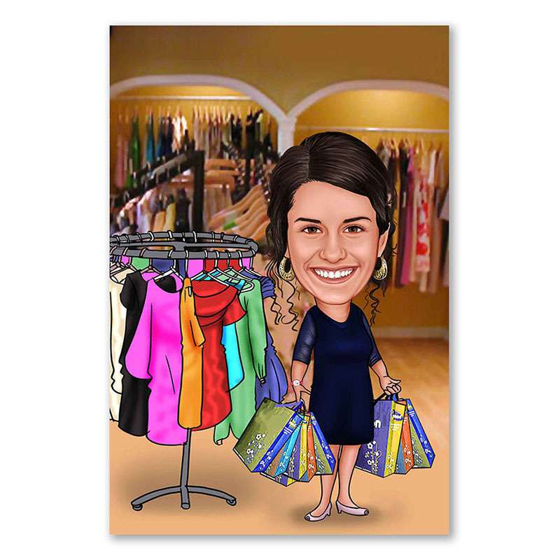 Karikatur vom Foto - Shopping (ca977)